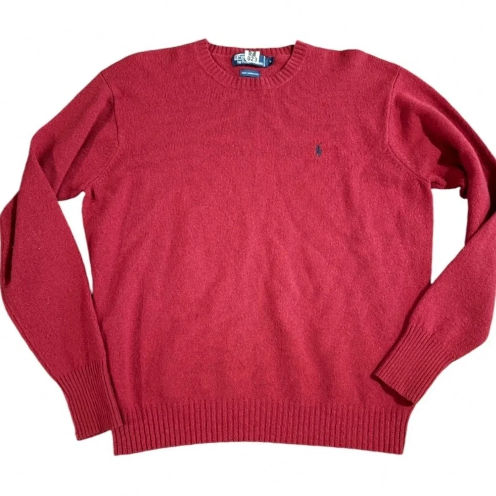 Vtg Ralph Lauren sweater men's size L 100% Lambswool Red